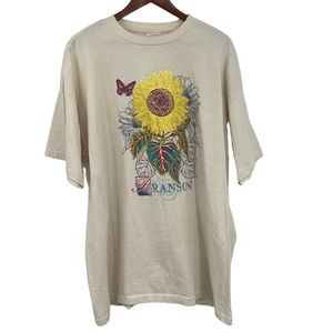 Vintage Premier Branson Ms T-Shirt Womens Size XXL Cream SunFlower Single Stitch